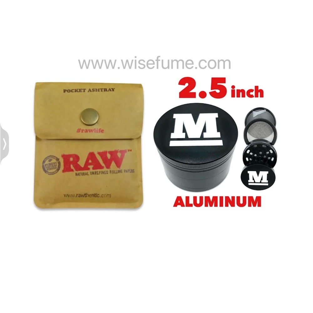 raw pocket ashtray + aluminum grinder